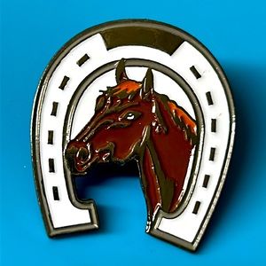 🖤NEW💕Horse & Horseshoe enamel Lapel pin